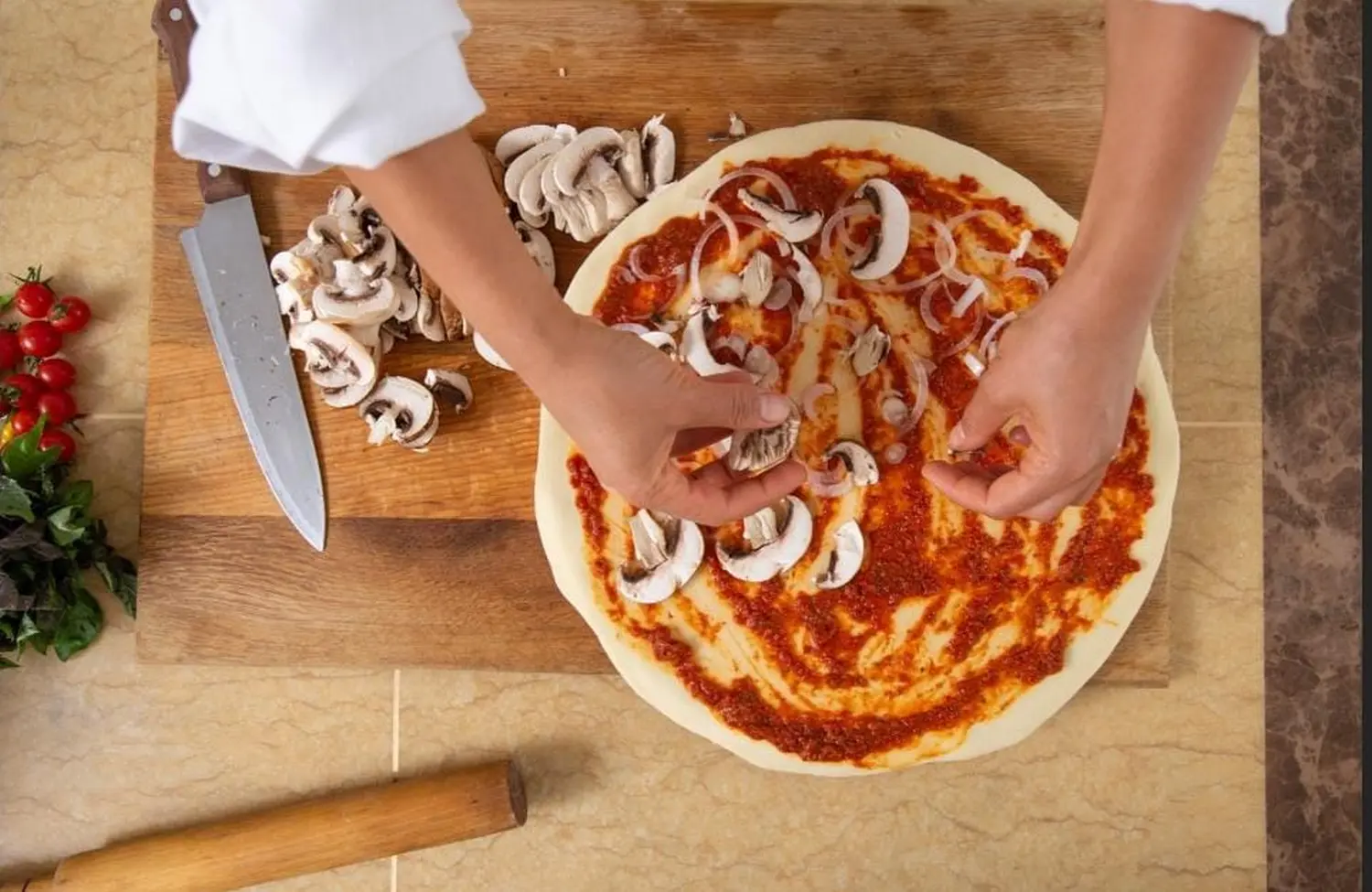 Elli-world funpark, Champignon-Pizza-Dressing Großaufnahme